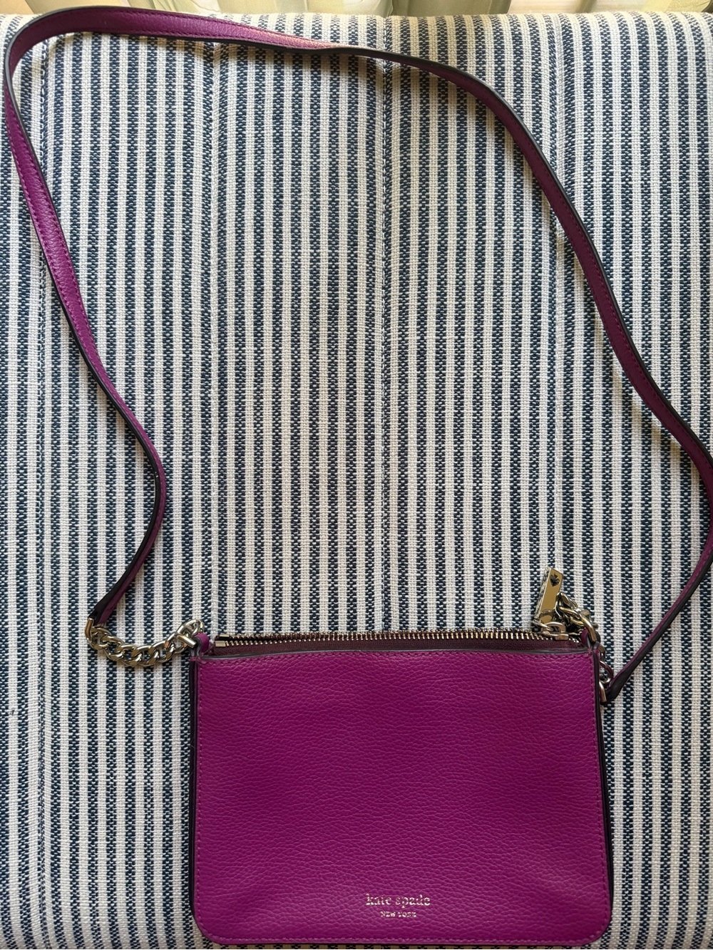 kate spade Magenta Leather Crossbody Bag with Gold-Tone Chain
